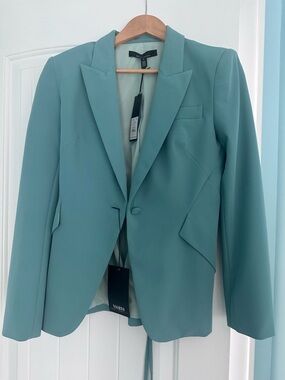 White House Black Market Mint Aqua Editor Blazer w/Lace-Up Back.